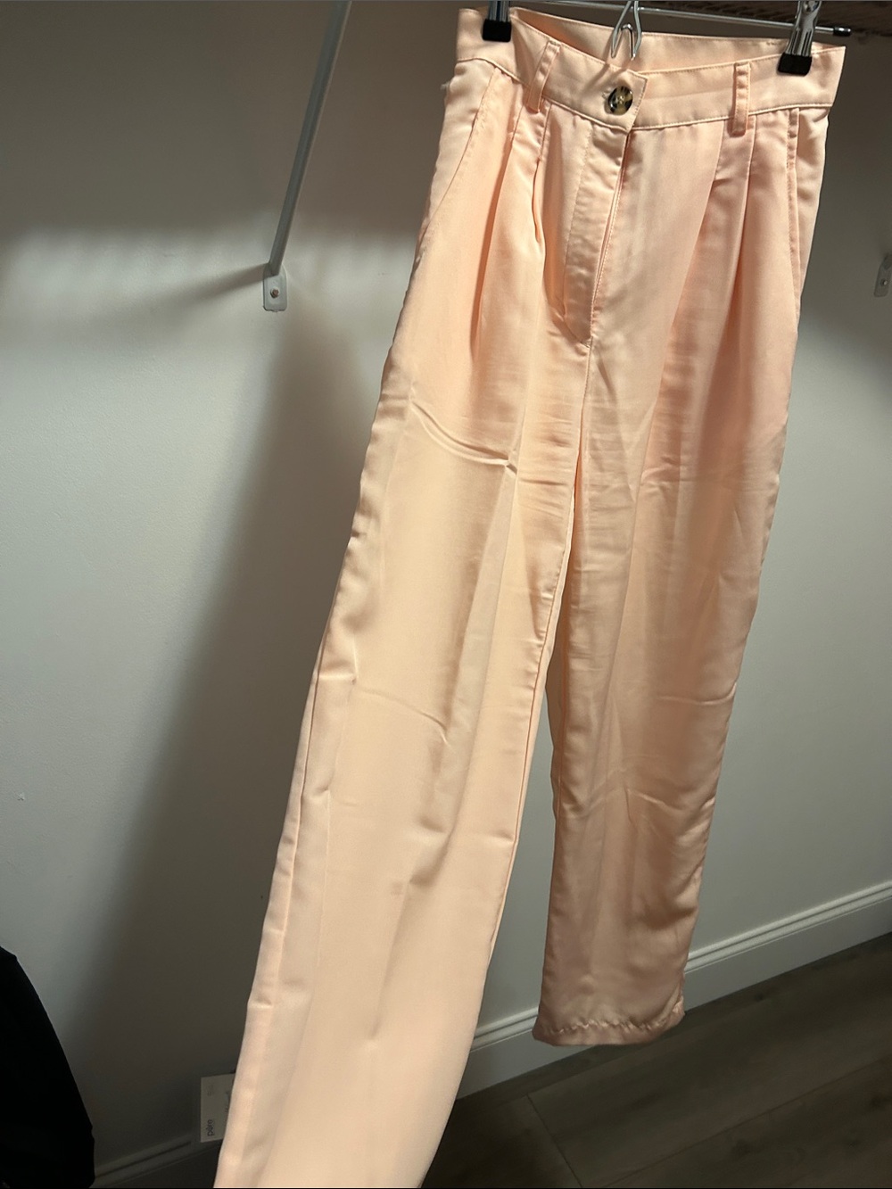 Los Angeles Apparel Peach Wide-Leg Pleated Trousers